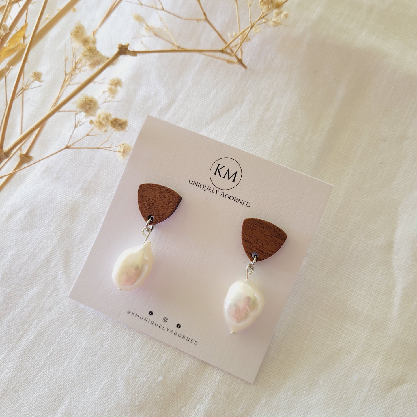 Wood Pearl Dangles