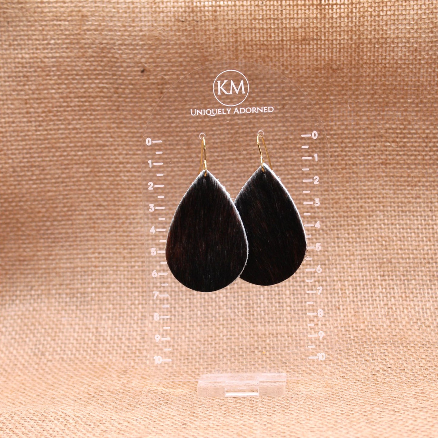 Genuine Cowhide Black Dangle - Polymer Clay earrings & Studs | Genuine leather natural pearl jewelry - km-uniquely-adorned