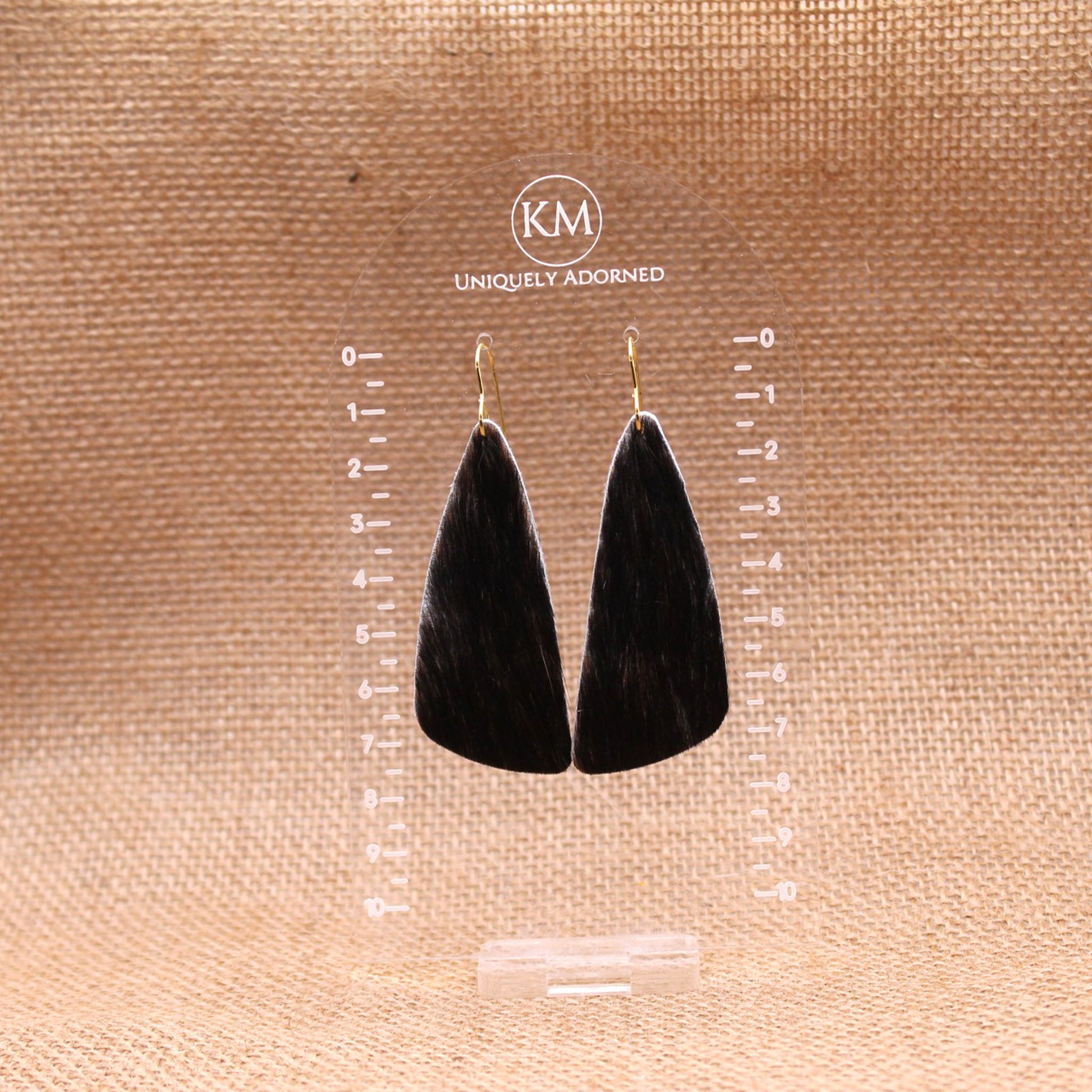 Genuine Cowhide Black Dangle - Polymer Clay earrings & Studs | Genuine leather natural pearl jewelry - km-uniquely-adorned