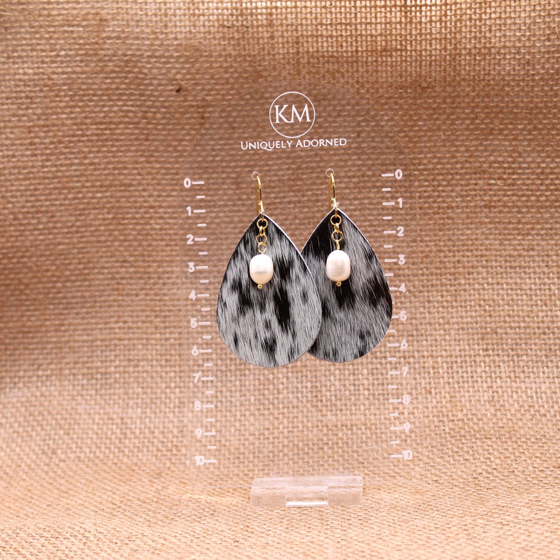 Pearl Charm Dangle - Polymer Clay earrings & Studs | Genuine leather natural pearl jewelry - km-uniquely-adorned