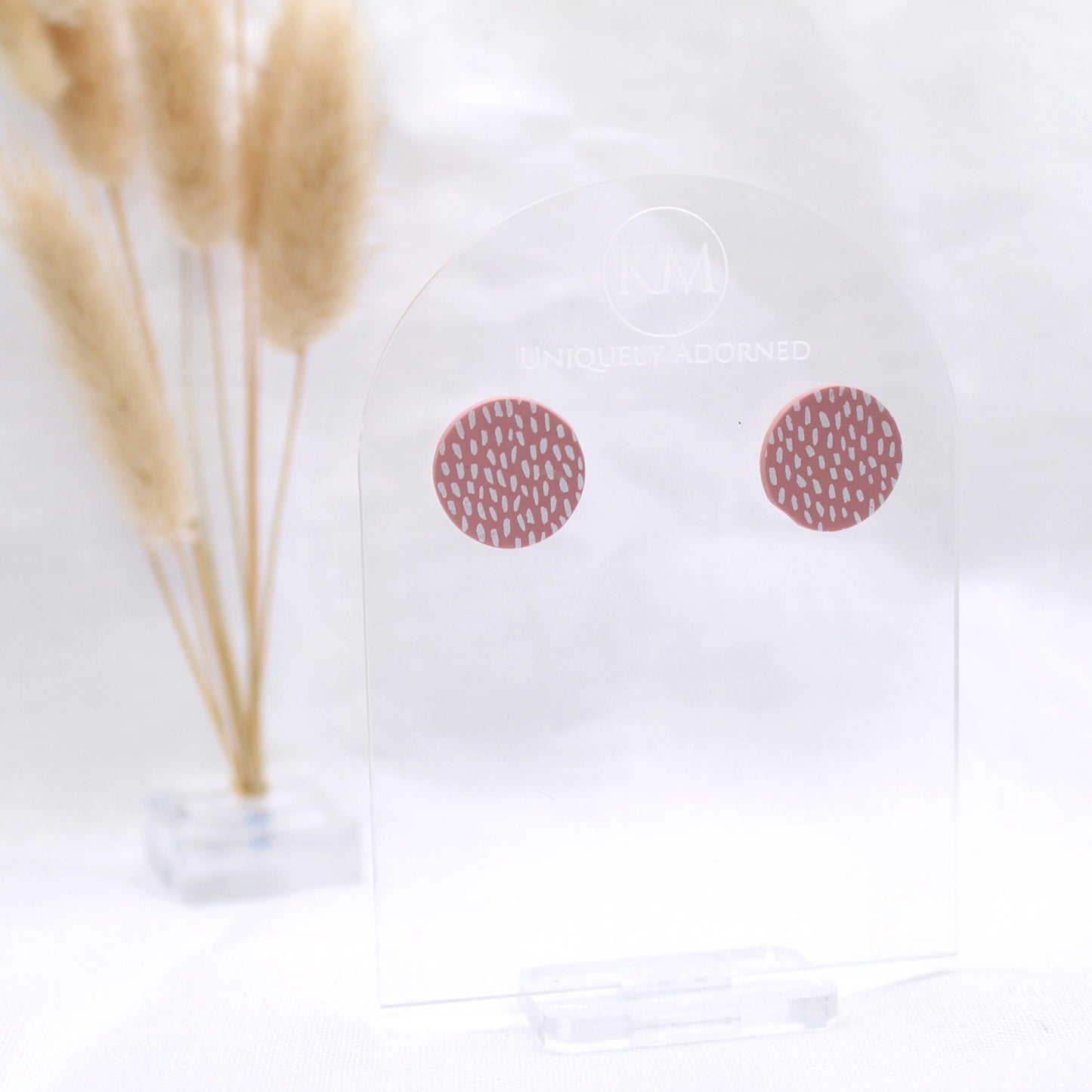 Charlotte Stud - Polymer Clay earrings & Studs | Genuine leather natural pearl jewelry - km-uniquely-adorned