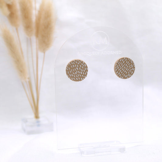 Charlotte Stud - Polymer Clay earrings & Studs | Genuine leather natural pearl jewelry - km-uniquely-adorned