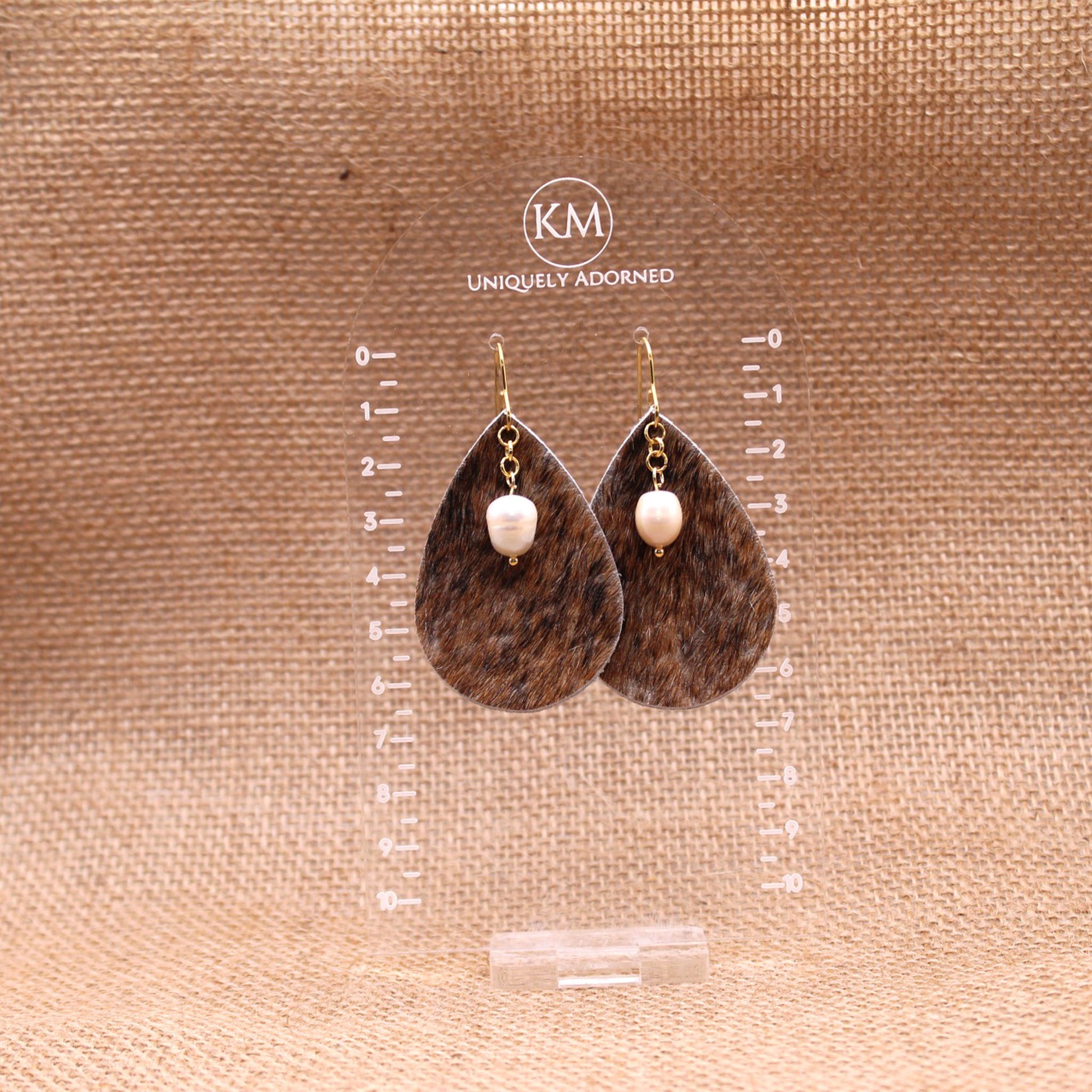 Pearl Charm Dangle - Polymer Clay earrings & Studs | Genuine leather natural pearl jewelry - km-uniquely-adorned