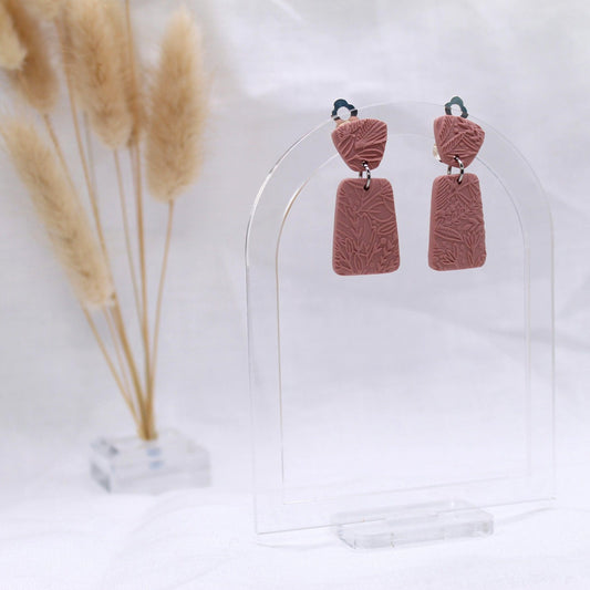 Posey Clip-On Dangle - Polymer Clay earrings & Studs | Genuine leather natural pearl jewelry - km-uniquely-adorned