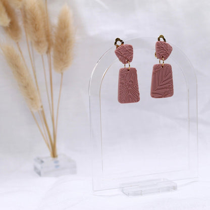 Posey Clip-On Dangle - Polymer Clay earrings & Studs | Genuine leather natural pearl jewelry - km-uniquely-adorned